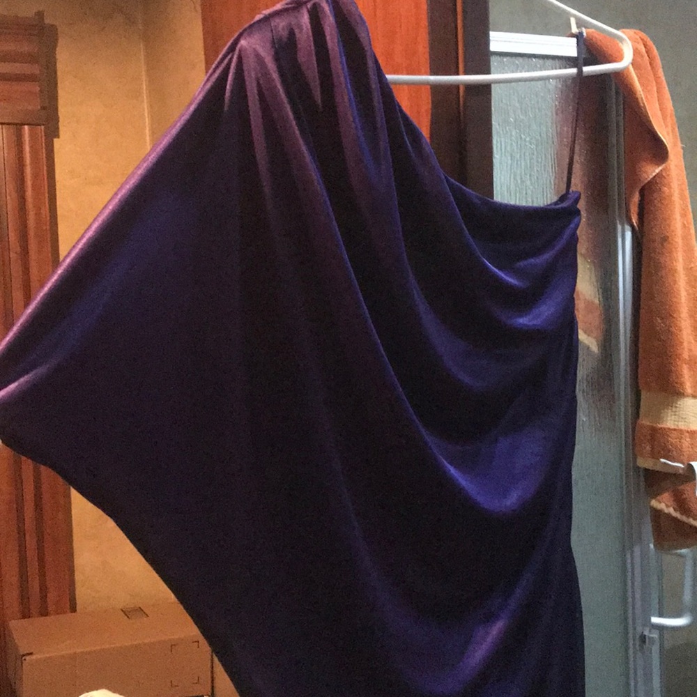 Bright purple one shoulder dress